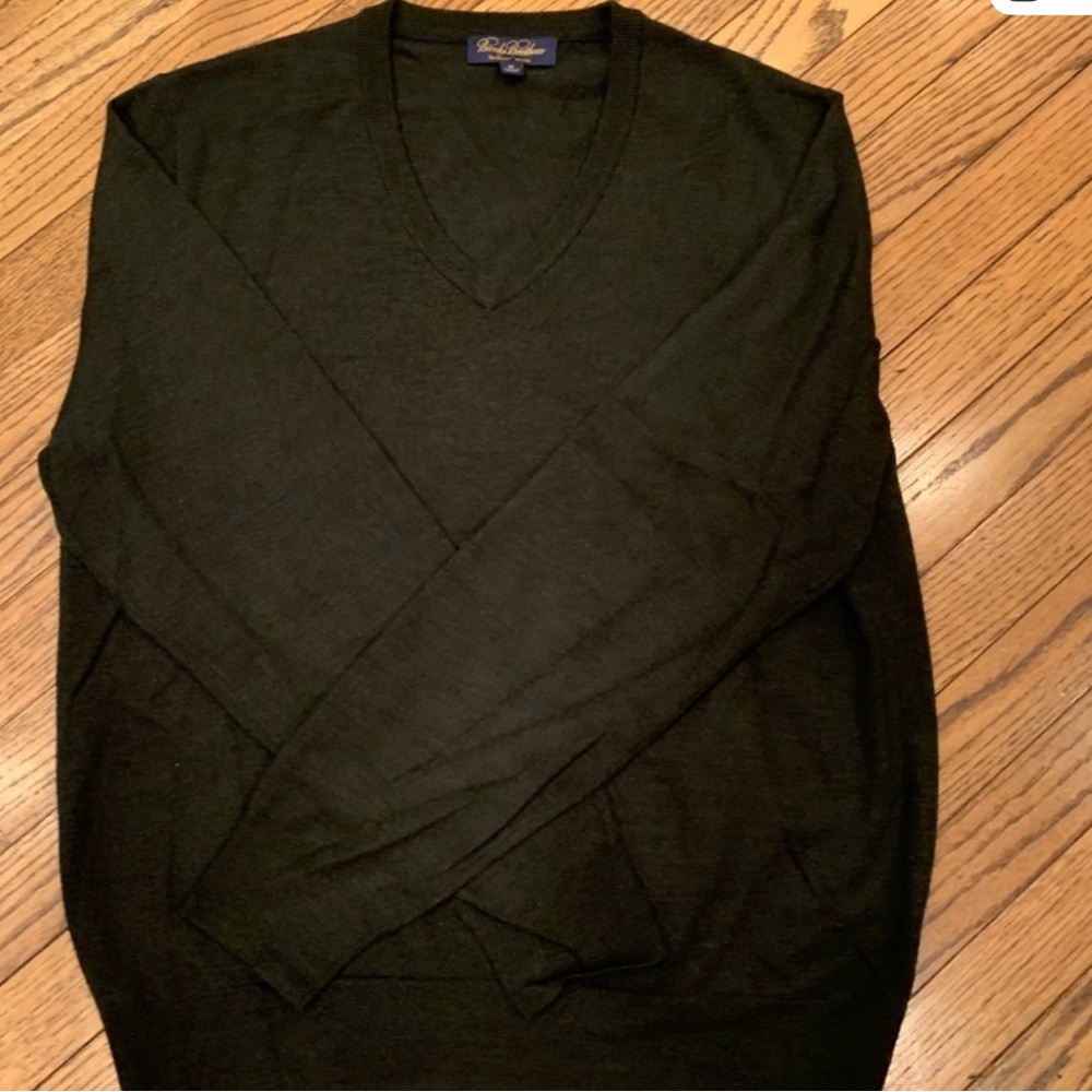 Brooks Brothers Dark Green V-Neck Sweater